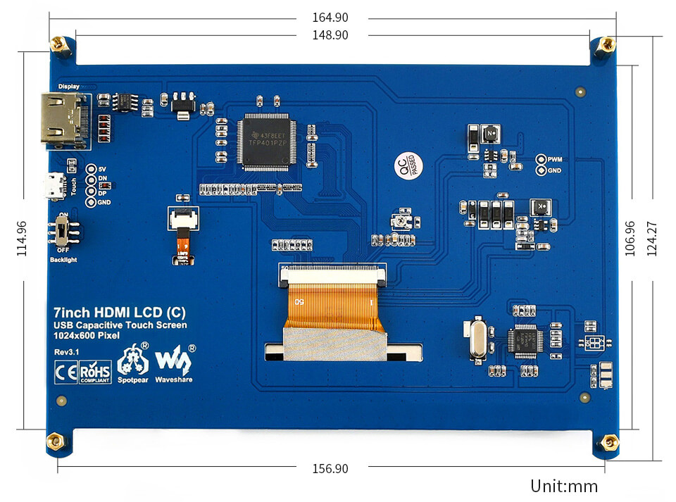 Hdmi дисплей. Waveshare 7inch HDMI LCD. Waveshare7inch display LCD HDMI Screen. Waveshare 7 inch HDMI. Waveshare 7inch HDMI LCD [C] корпус.