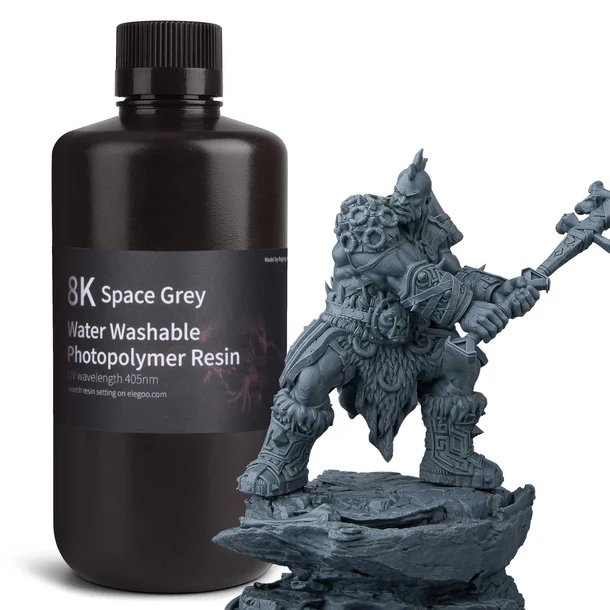 ELEGOO 8K Water Washable (Suda Yıkanabilir) Reçine - Space Grey, 1Kg - Thumbnail