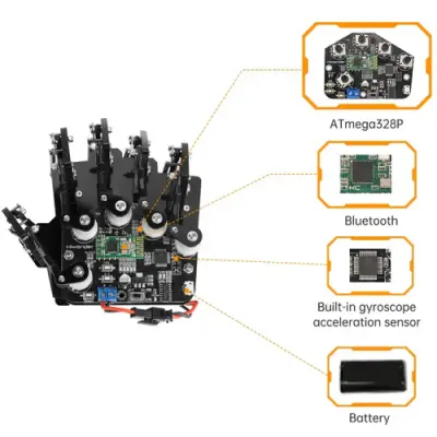 Hiwonder Kablosuz Biyonik Eldiven - Robot Kontrolü için (Arduino Ortamları ile Uyumlu)