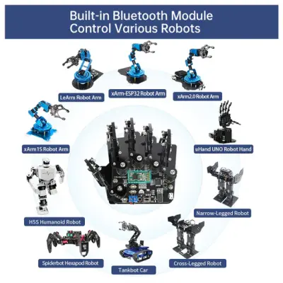 Hiwonder Kablosuz Biyonik Eldiven - Robot Kontrolü için (Arduino Ortamları ile Uyumlu)