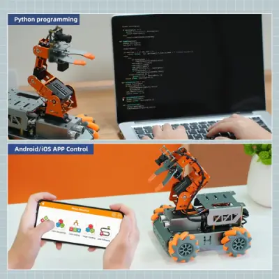 Hiwonder MasterPi AI Görüntü İşleyen Robotik Kollu Robot Araba (Raspberry Pi Desteği)