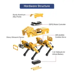 Hiwonder MechDog Açık Kaynak AI Robot Köpek Advanced Kit ( ESP32 Kontrollü) - Thumbnail