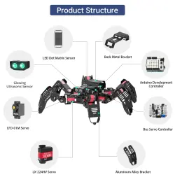 Hiwonder Spiderbot Hexapod Arduino Destekli Robot Örümcek Kiti (Advanced Paket) - Thumbnail