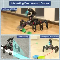 Hiwonder SpiderPi Pro: Robot Kollu ve AI Görüntü İşleyen Hexapod Örümcek Robot - Thumbnail