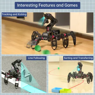 Hiwonder SpiderPi Pro: Robot Kollu ve AI Görüntü İşleyen Hexapod Örümcek Robot