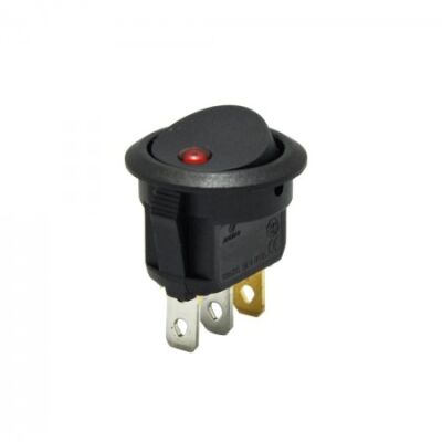 Nokta Işıklı Yuvarlak Anahtar - Siyah, 20mm, 220V, 3p