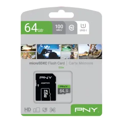 PNY microSDXC Elite 64GB Hafıza Kartı - 100MB/s, UHS-I