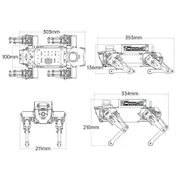 ROSPug Quadruped Bionik Robot Köpek (Jetson NANO Entegre, ROS ve Pyton Desteği) - Thumbnail