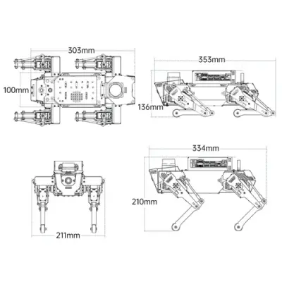 ROSPug Quadruped Bionik Robot Köpek (Jetson NANO Entegre, ROS ve Pyton Desteği)