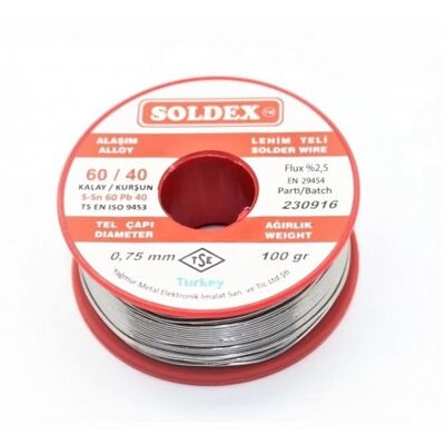 Soldex Lehim Teli 0.75mm 100Gr | Sn60 - Pb40 (60/40) | 600751