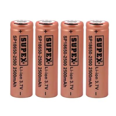 Supex SP18650 Li-ion Şarj Edilebilir Başsız Pil, 2500mAh, 3.7V, 18650, 4 lü